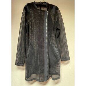 Mc Planet by Innate Womens Mesh Sheer Full-Zip Asymmetric Jacket Sz 12 /T4 Black